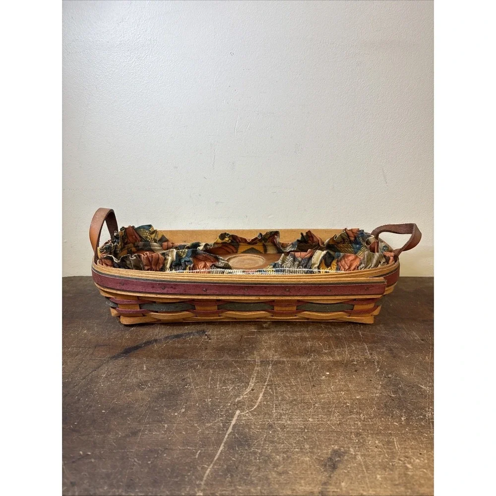 Vtg Longaberger Autumn Bread Basket With Wood Insert